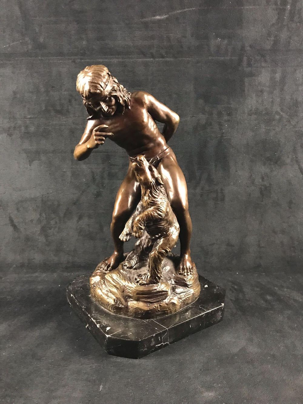 Lot 201: Vintage Bronze Sculpture, Bohemian Bear Tamer