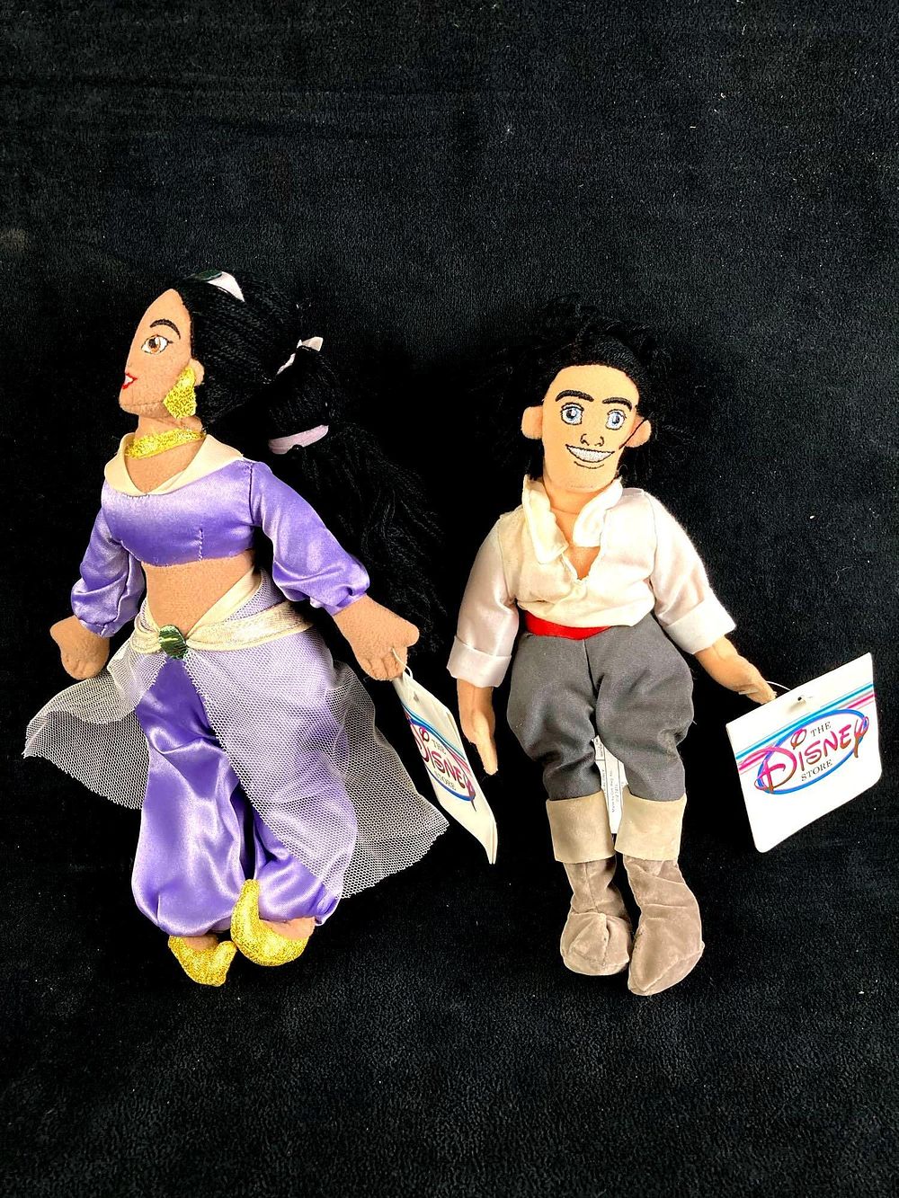 Lot 217: Set of (2) Disney Plush Bean Bag Dolls Jasmine and Eric