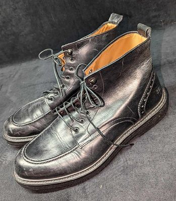 FABI Men's 10.5 Black Leather Lace Up Ankle Boots. Each is approx 13" x 4 1/2" x 6 1/2" and the 