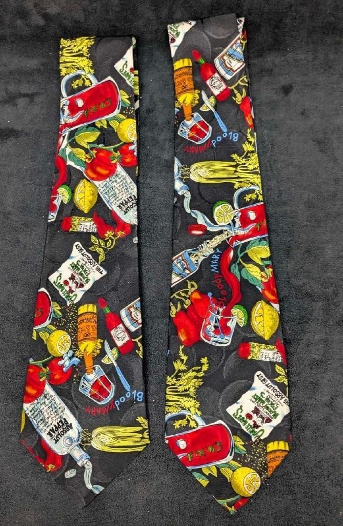 Lot 309: 2 Nicole Miller Bloody Absolut Vodka Silk Ties