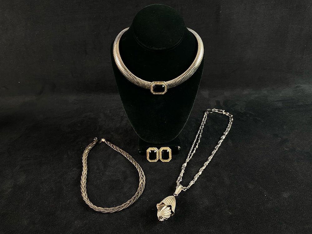 Lot 317: Vintage Silver Plated Necklaces & Earrings