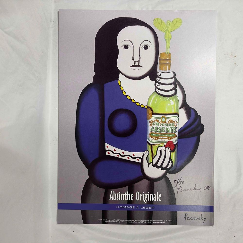 Lot 322: Absinthe Ad Poster Homage A Leger By John Pacovsky Hand Signed Numbered Collection