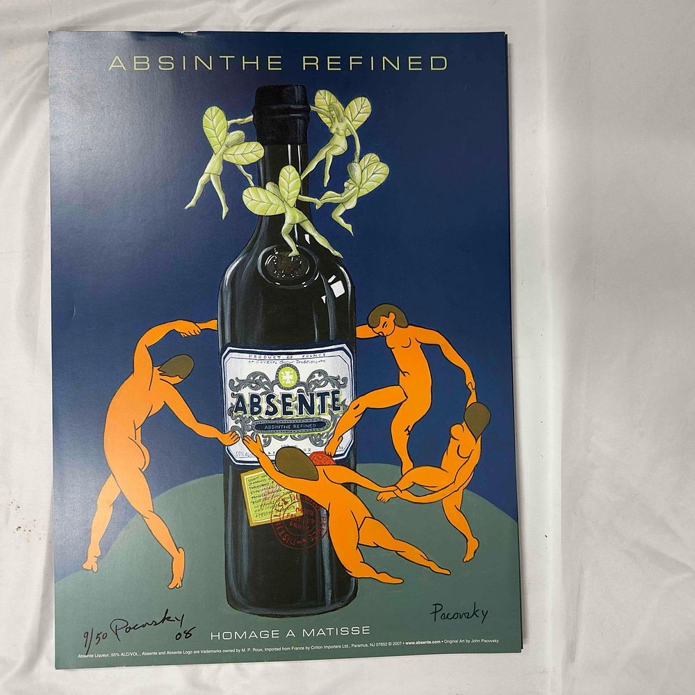 Lot 326: Absinthe Ad Poster Homage A Matisse By John Pacovsky Hand Signed Numbered Collection