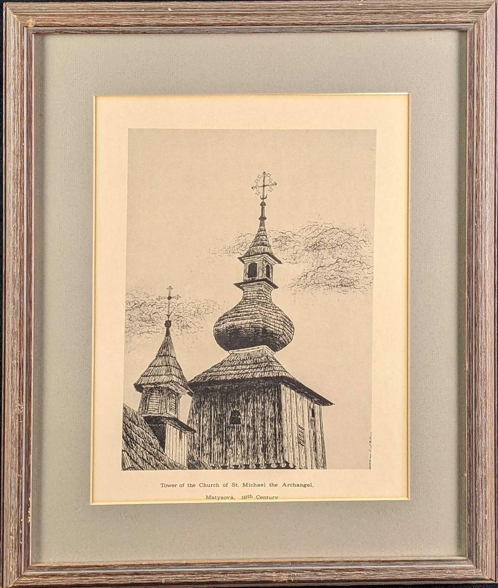 Lot 340: Framed Tower Of The Church Of St Michael The Archangel Print