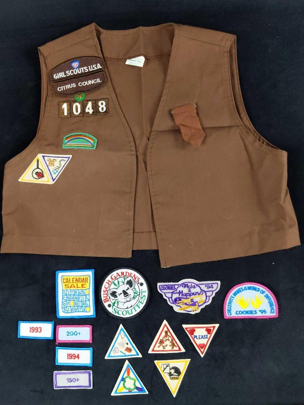 Lot 407: Girl Scout Vest Uniform And Merit Badges 1990s