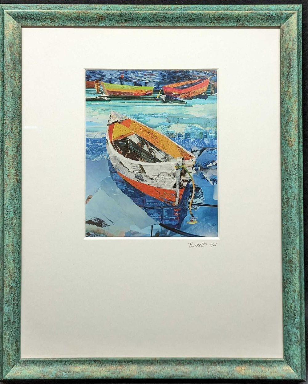 Lot 446: Framed Cindy Burkett Safe Harbor Rowboats LE Print