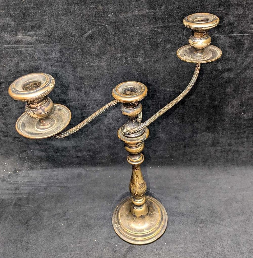 Lot 448: Vintage Gorham 3 Candle Holder Sterling Silver Candelabra B