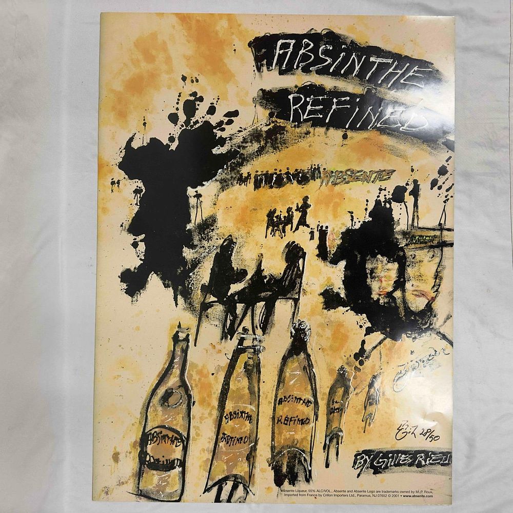 Lot 457: Absinthe Refined Ad Poster By Gilles Rieu Hand Signed Numbered Collection Liquor Advertisement
