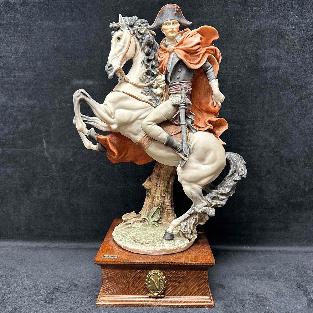 Lot 470: Giuseppe Armani Napoleon on Horse Sculpture Italy Horseback Statue Figure