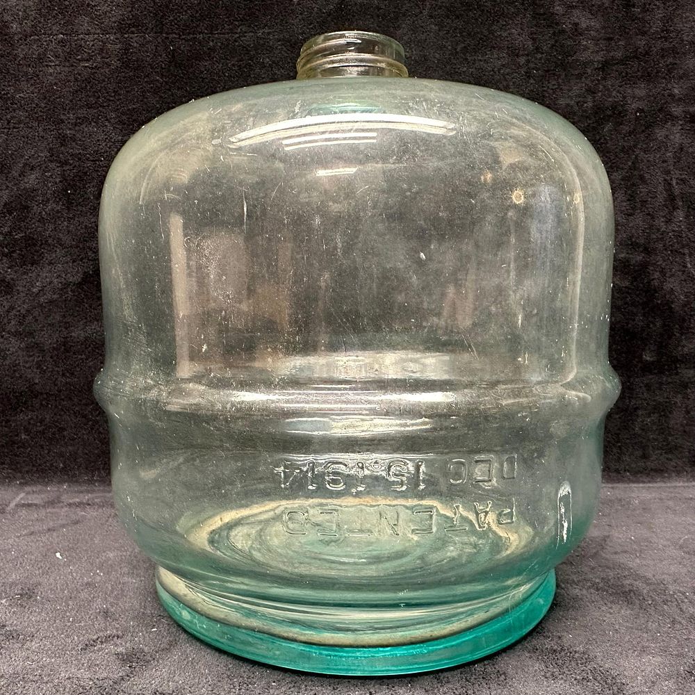 Lot 500: Antique Clear Glass Water Jug Carboy Patented Embossed Kerosene Fuel Dispenser Style 1914