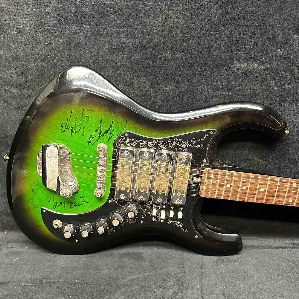 Lot 197: 1960's Kimberly Apollo 4 Pickup Green Sunburst Guitar MIJ Signed Travis Tritt