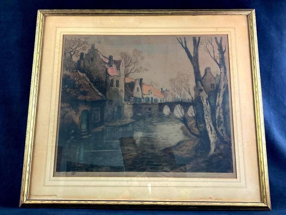 Lot 392: Attelburn Village Scene Print