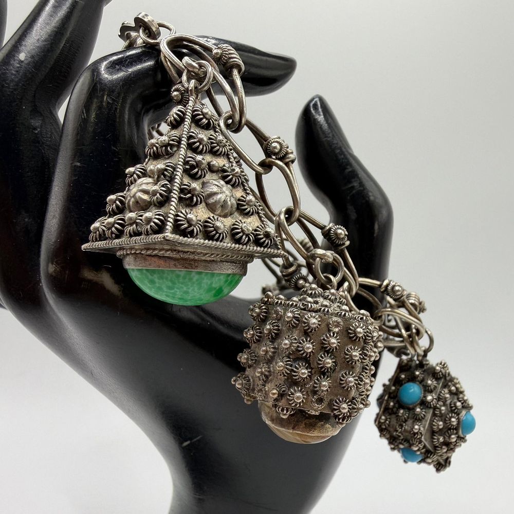 Lot 442: Etruscan Revival 800 Silver Charm Locket Poison Box RS7