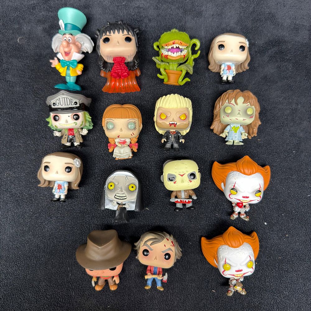 Lot 449: Lot of Fifteen Funko Pop Mini Figures and Disney Mad Hatter Figure