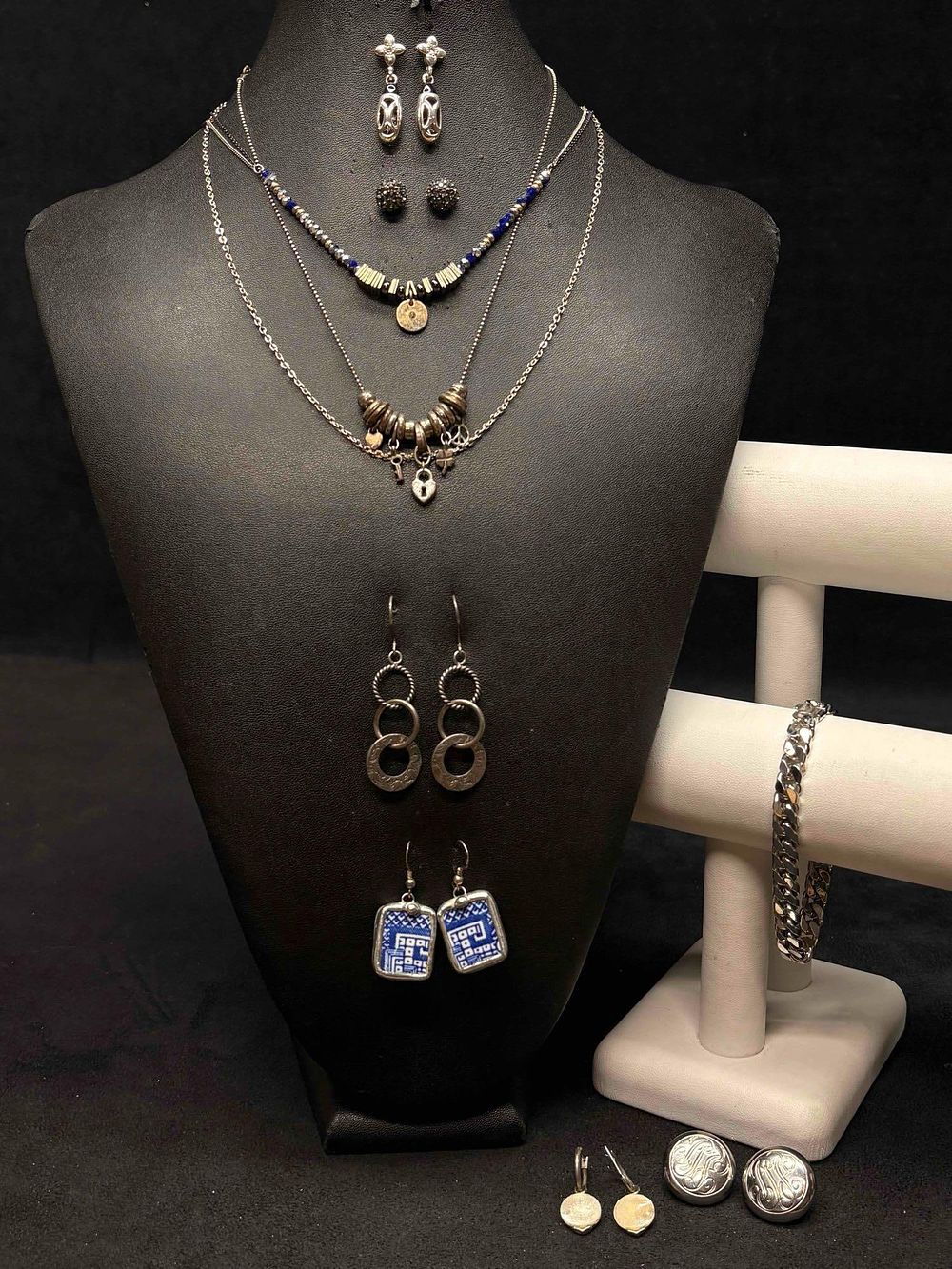 Lot 483: 10pc Cobalt and Coin Mixed Costume Jewelry Lot