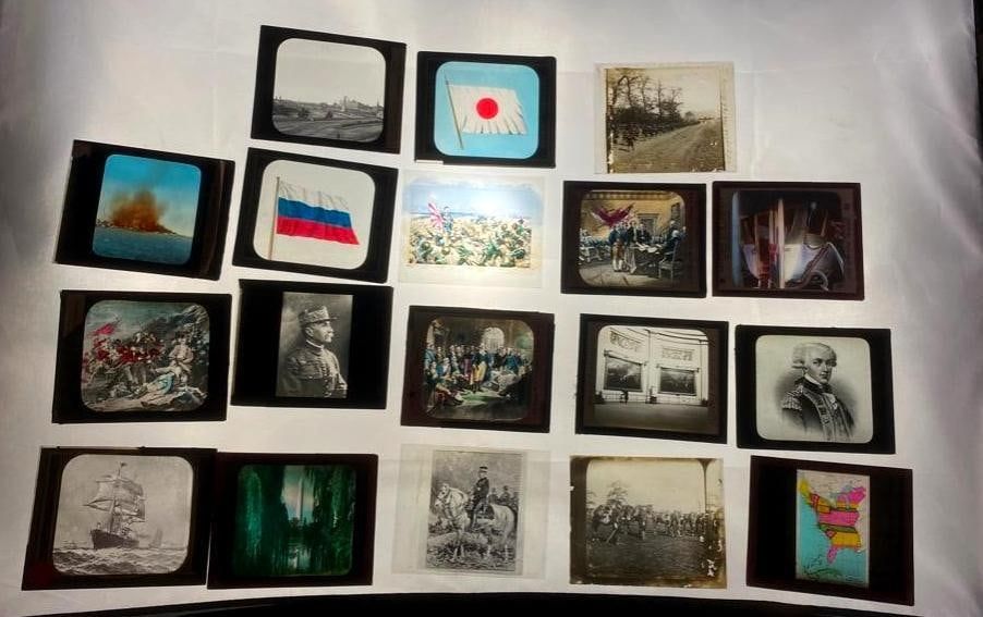 Lot 489: Antique "Magic Lantern" Glass Educational Slides