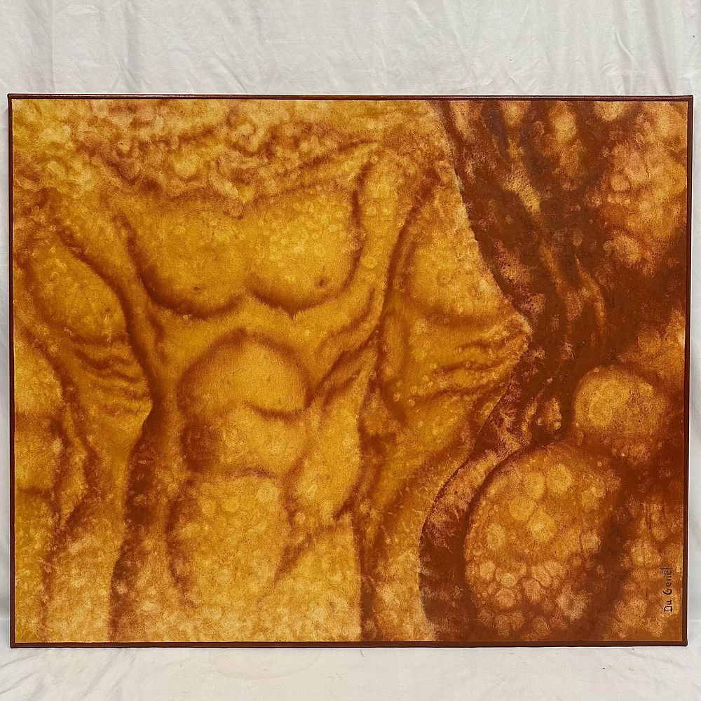 Lot 498: Medium Abstract Figural Torso Body Abs Painting by Du Genet