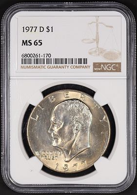 1977 D Eisenhower Ike Dollar NGC MS 65