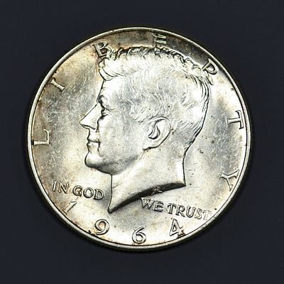 1964 CH/GEM Kennedy Silver Half Dollar. Choice to gem uncirculated first mintage of the Kennedy