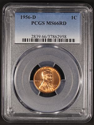 1956 D Lincoln Cent PCGS MS 66 RD