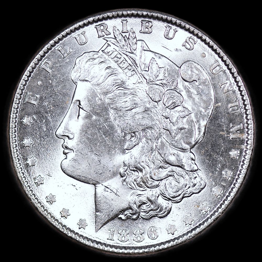 1886 Morgan Silver Dollar BU+. BU from recently opened roll