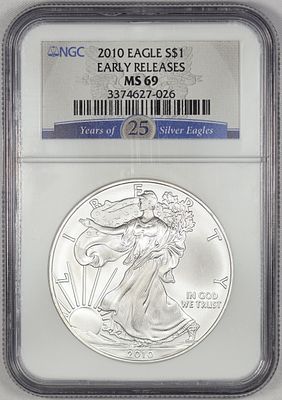 2010 MS 69 NGC Silver Eagle ASE EARLY RELEASE