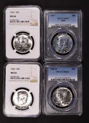 40% Silver Kennedy Half Graded Lot NGC PCGS. 4pcs total