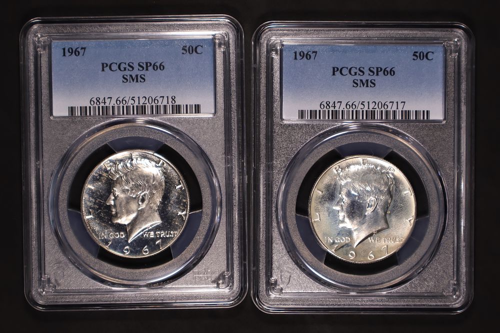 1967 SMS 40% Kennedy & Quarter PCGS PR 66/67