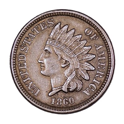 1860 Indian Head Cent AU Copper Nickel. 2nd year of production in high grade!