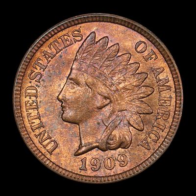 1909 Indian Head Cent Penny Gorgeously Toned RB