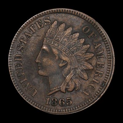 1865 Indian Head Cent Semi Key DDR + Die Lines. A fantstic date and a very unusual strike. THICK 