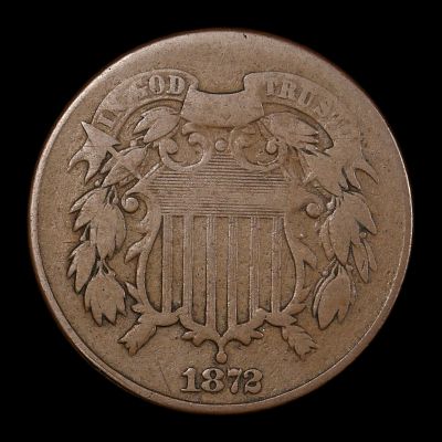 1872 Two Cent Piece KEY DATE 2c RARE. Last year of business production for the two-cent piece. 