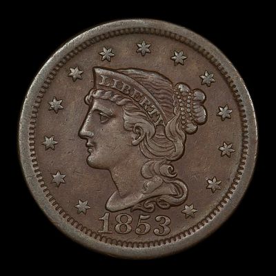 1853 Large Cent Braided Hair BEAUTY