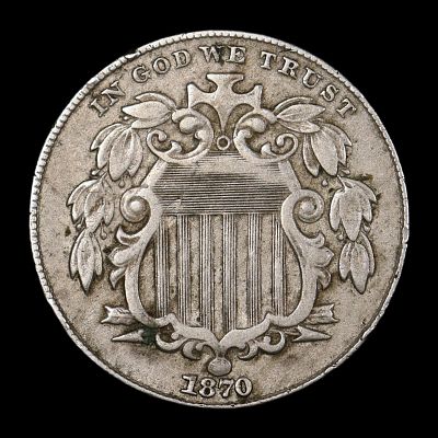 1870 Shield Nickel 5c Good Date