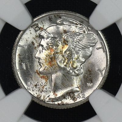 1942 D Mercury Silver Dime NGC MS-65 FB