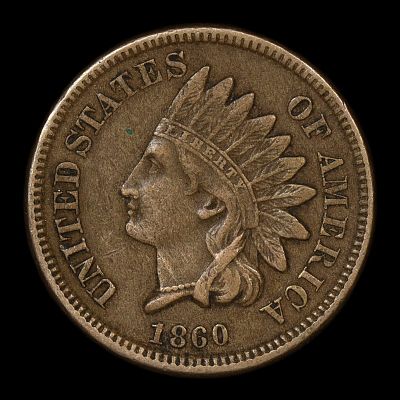 1860 Indian Head Cent Copper Nickel Pointed Bust