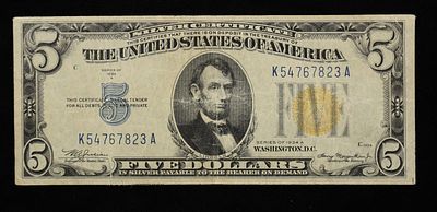1934 A $5 North African Invasion Gold Seal Note