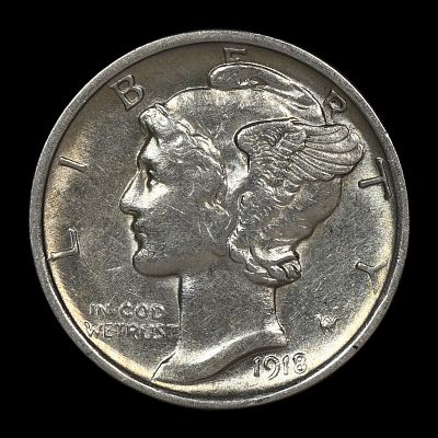 1918 D Mercury Dime AU Early Date!