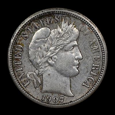 1907 O Barber Silver Dime Better Date