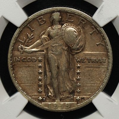 1919 S Standing Liberty Quarter NGC VF+++ KEY DATE. A very important date in the SLQ series. 