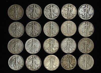 Lot of 20 Better Walking Liberty Halves $10 FV. (RVOI) You will receive all pictured! Complete 
