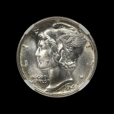1940 Mercury Silver Dime NGC MS 65. (HRJG) 1940 Mercury Silver Dime NGC MS 65