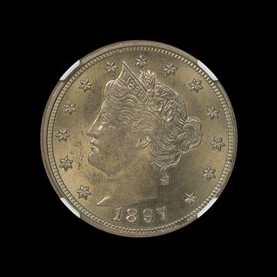 1897 Liberty V Nickel NGC MS 62. (ECRM) 1897 Liberty V Nickel NGC MS 62