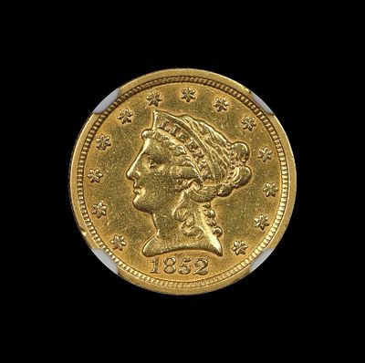 1852 $2.5 GOLD Quarter Eagle NGC AU Details. (WKII) Please note credit cards will no longer be 