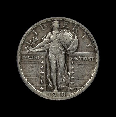 1918 Standing Liberty Silver Quarter ICG XF 40. (MMDS) 1918 Standing Liberty Silver Quarter ICG XF 40