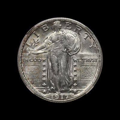 1917 D Standing Liberty Silver Quarter NGC AU 58. (MWZH) 1917 D Standing Liberty Silver Quarter 