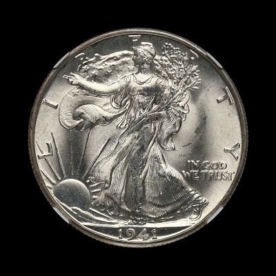 1941 D Walking Liberty Half Dollar NGC MS-64. (PTAW)