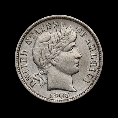 1903 O Barber Silver Dime AU+. (KMOI)