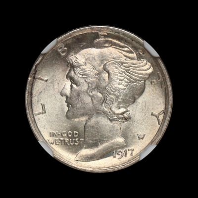 1917 S Mercury Silver Dime NGC MS-62. (LZEU)
