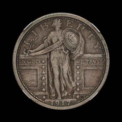 1917 Type 1 Standing Liberty Quarter NGC XF-40. (ODQS)